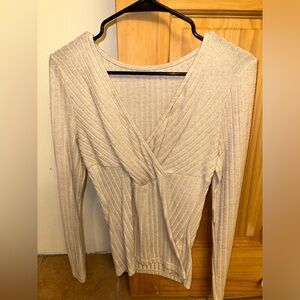Crossover Cream Long Sleeve Top